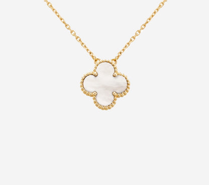 Collier trèfle blanc et doré