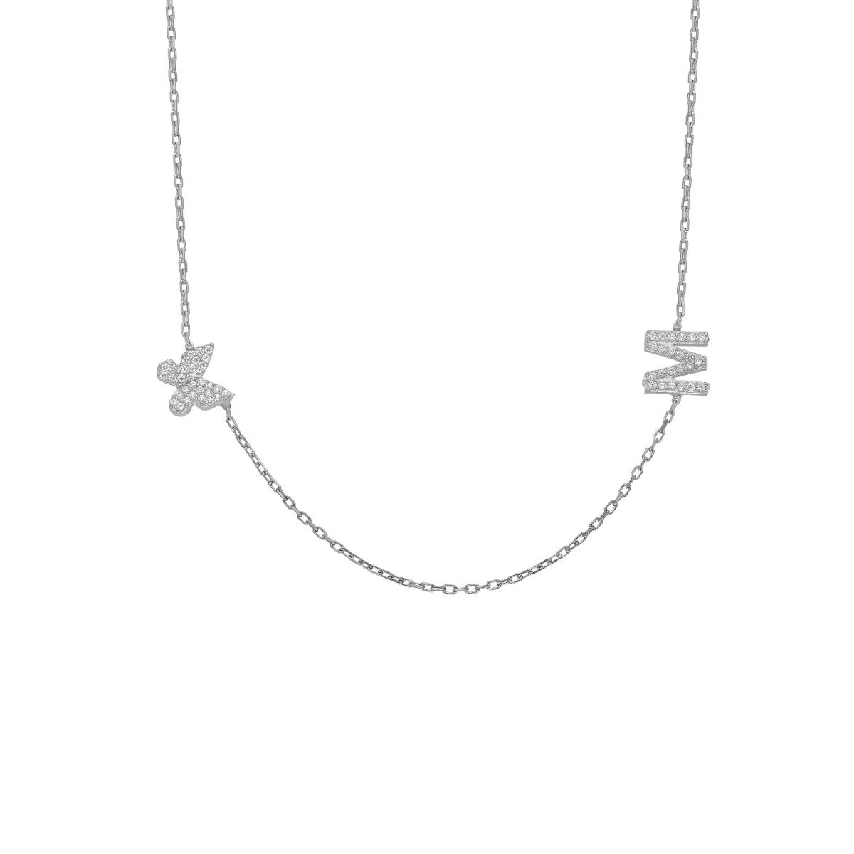 Collier lettre et papillon